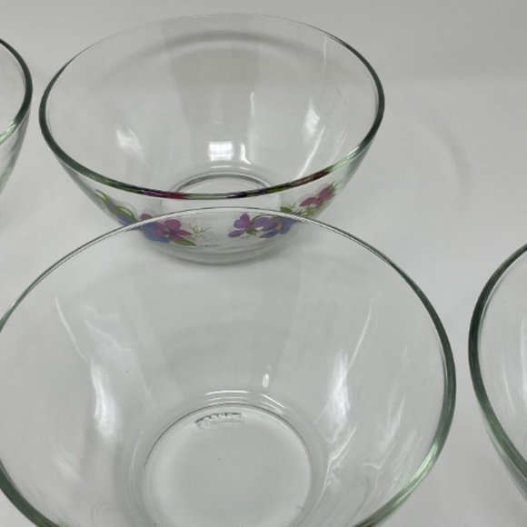 Vintage Set of 7 Avon Wild Violets Collection J Walsh Clear Crystal Glass Bowls - Picture 6 of 10